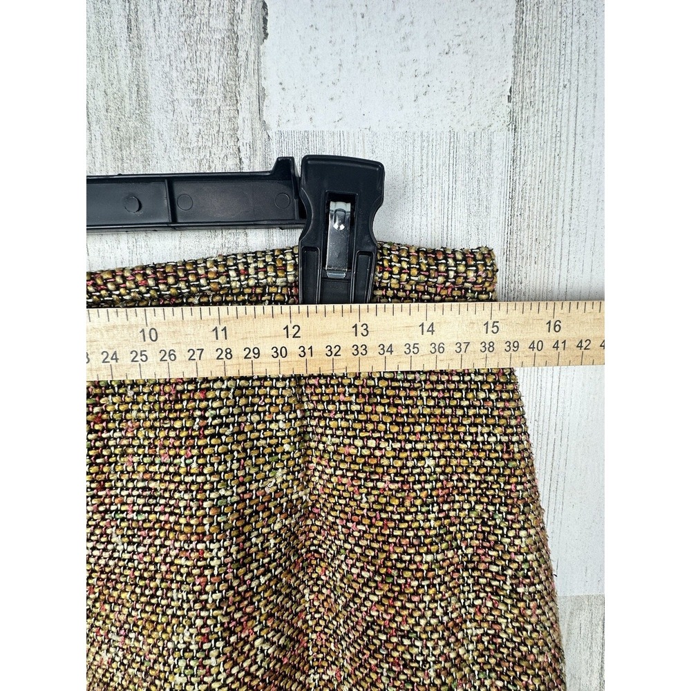 Vintage TALBOTS Earth Tone Silk Blend Tweed Pencil Lined Skirt w/ Slit Size 10 - Picture 6 of 12
